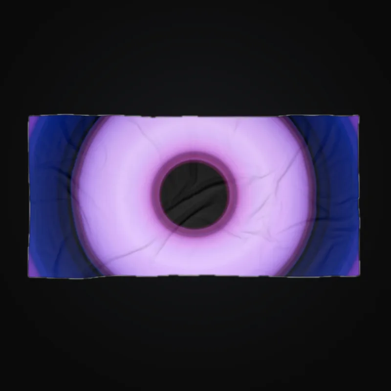 Circular light artwork shown on a beach towel mockup