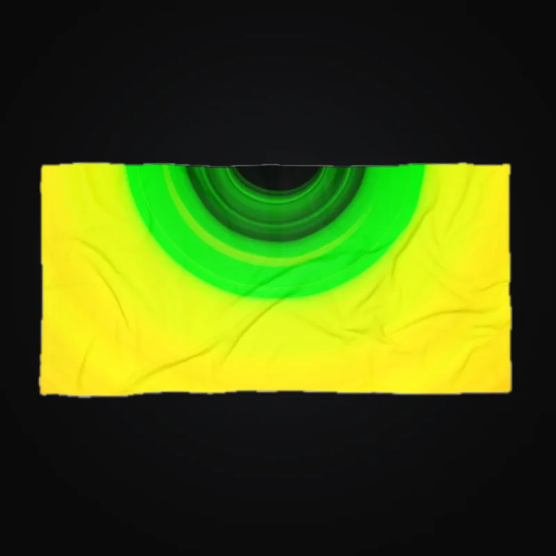Circular light artwork shown on a beach towel mockup