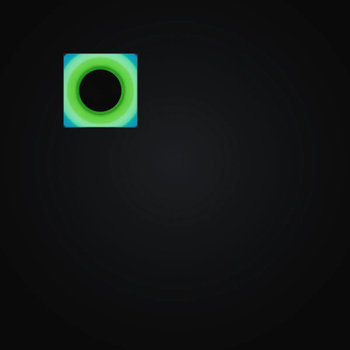 Circular light artwork shown on a gallery canvas mockup
