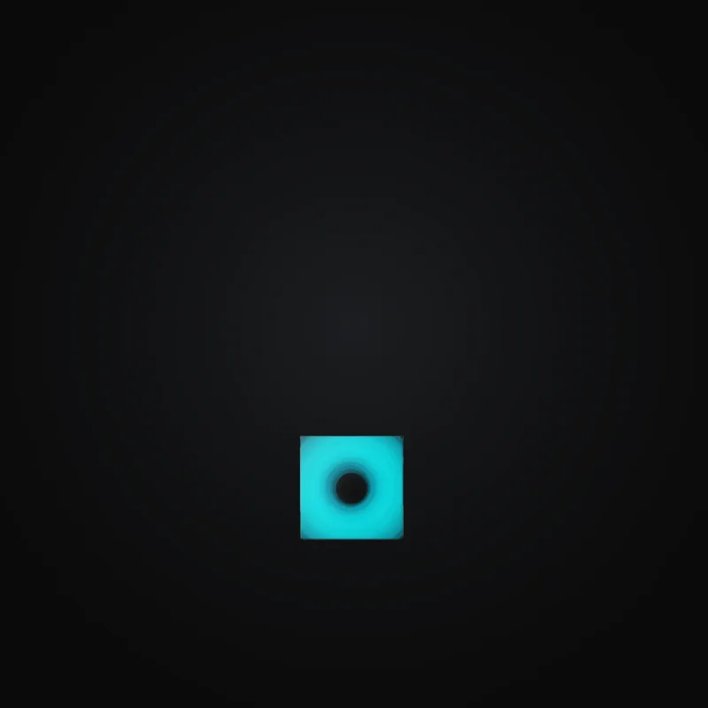 Circular light artwork shown on a gallery canvas mockup