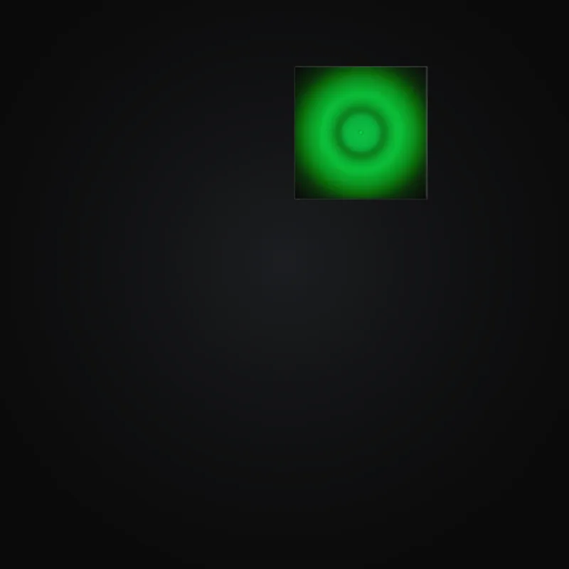 Circular light artwork shown on a gallery canvas mockup