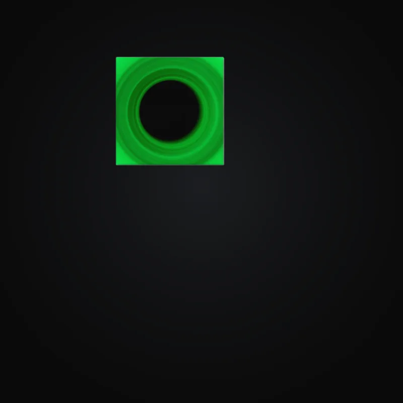 Circular light artwork shown on a gallery canvas mockup