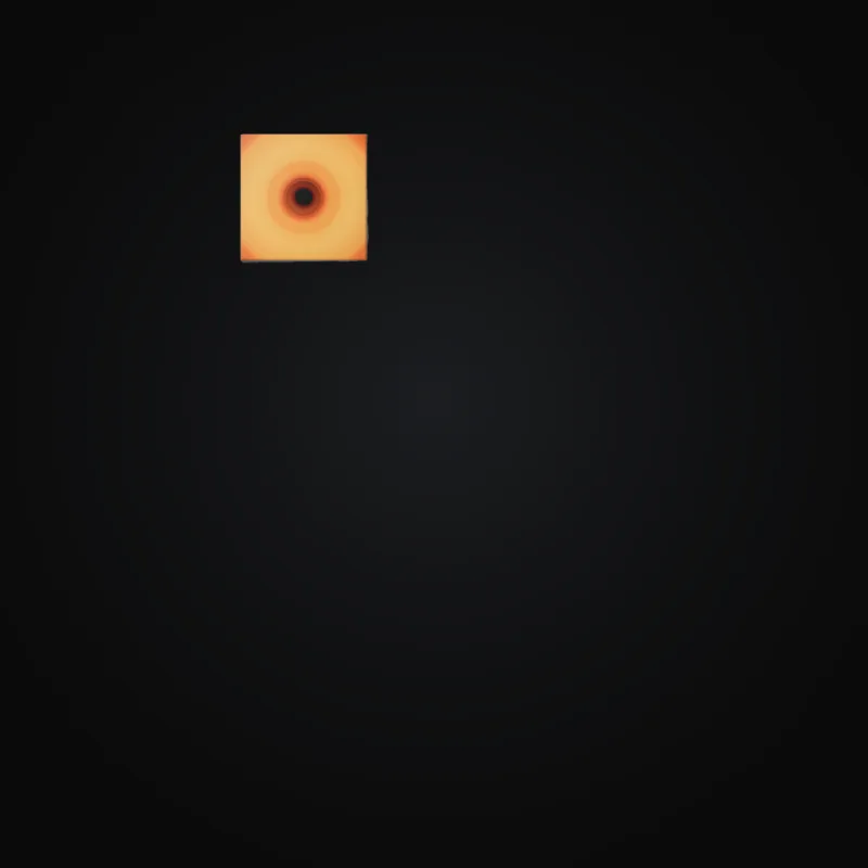 Circular light artwork shown on a gallery canvas mockup