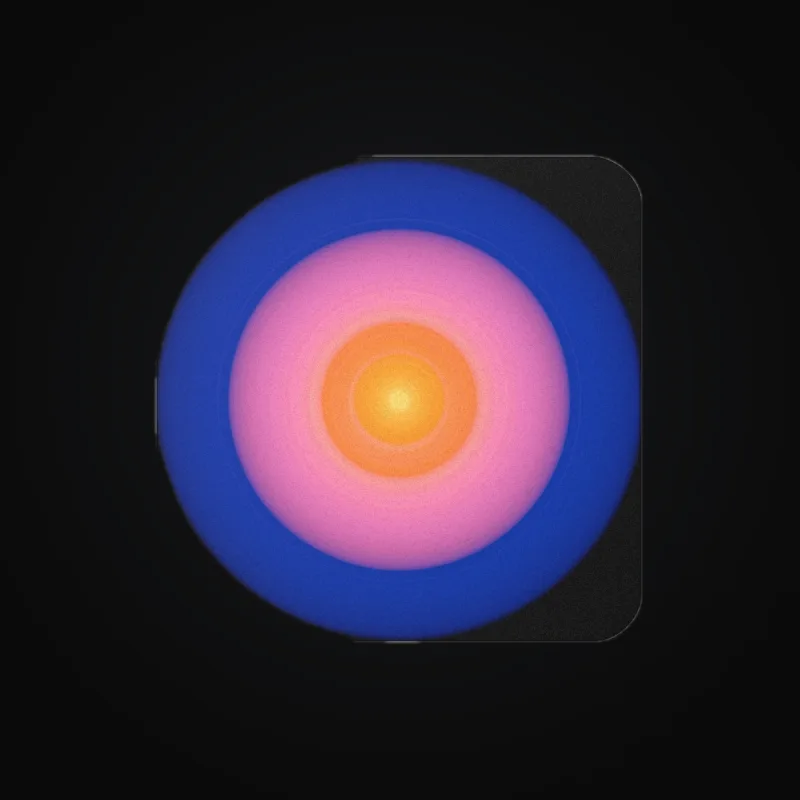 Circular light artwork shown on a cork coaster mockup