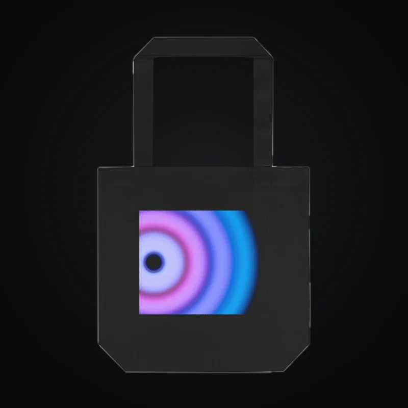 Circular light artwork shown on a cotton tote mockup