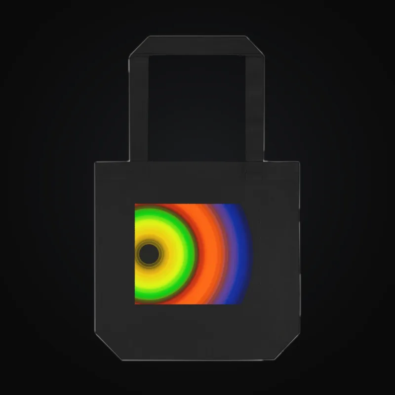 Circular light artwork shown on a cotton tote mockup