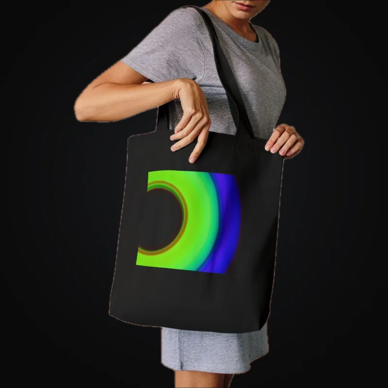 Circular light artwork shown on a cotton tote mockup