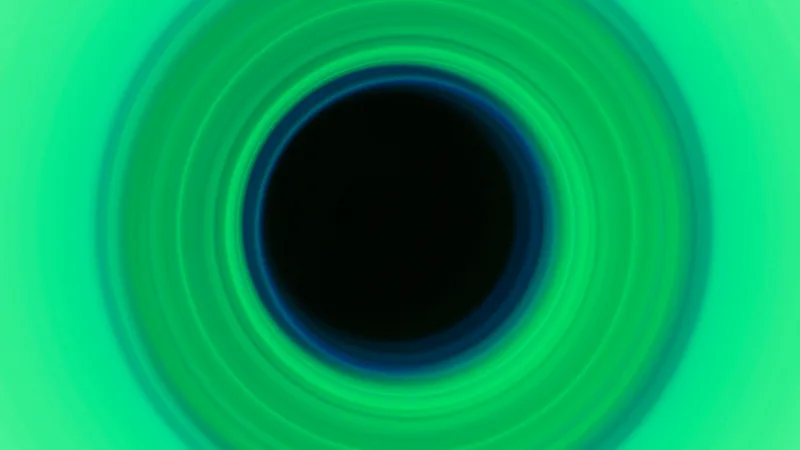 Green circular light artwork composed as a wide creative