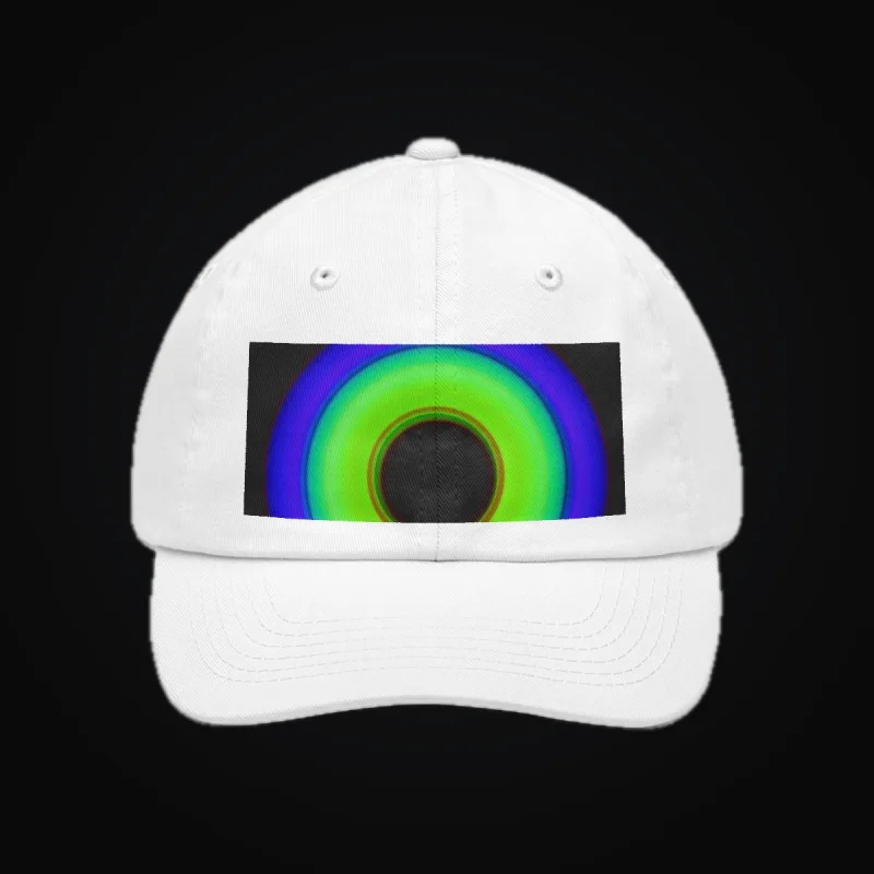 Circular light artwork shown on a classic dad hat mockup