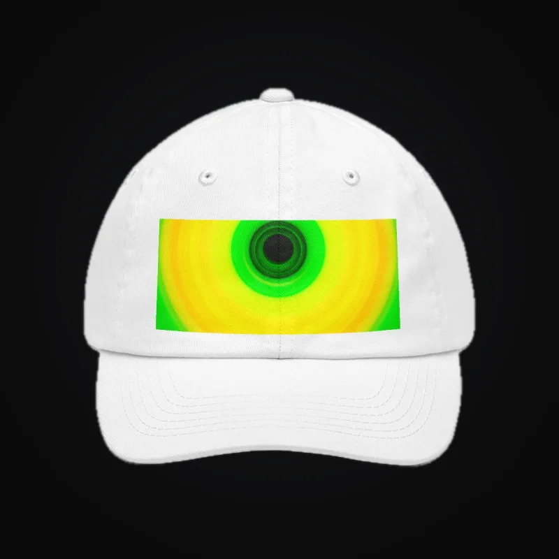 Circular light artwork shown on a classic dad hat mockup