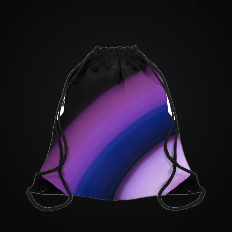 Circular light artwork shown on a drawstring bag mockup
