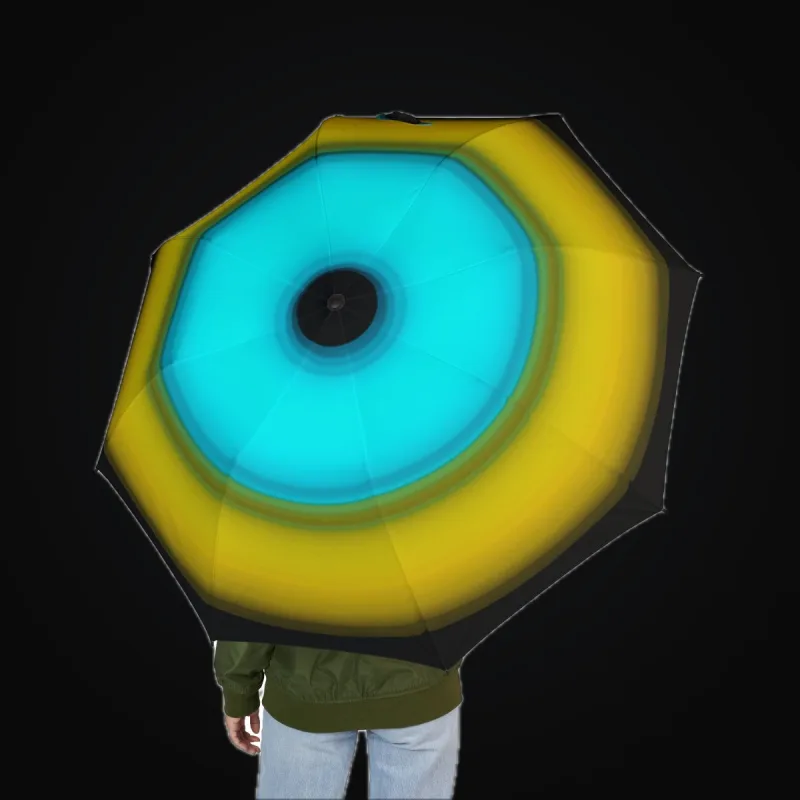 Circular light artwork shown on a foldable umbrella mockup