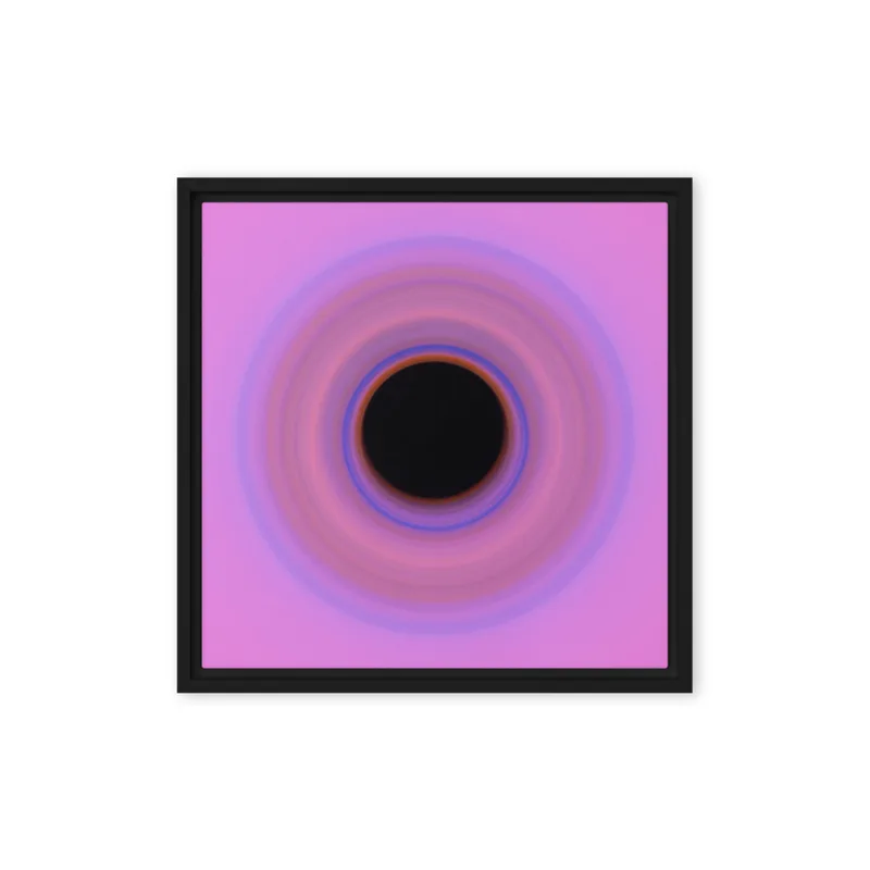 Circular light artwork shown on a framed canvas mockup