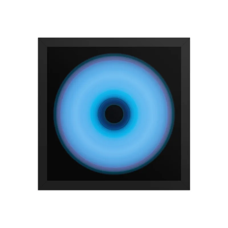 Circular light artwork shown on a framed fine art poster mockup