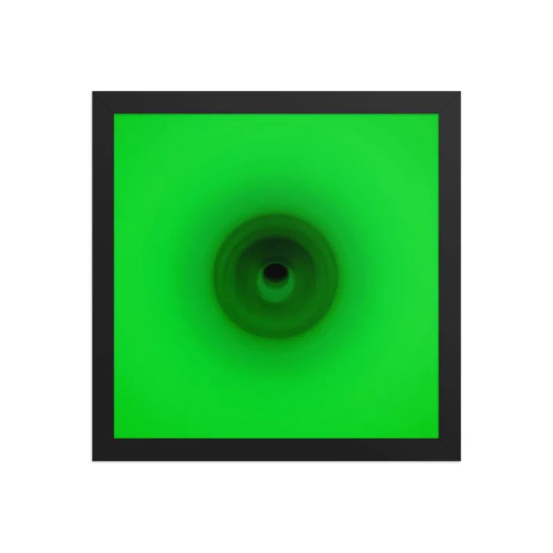 Circular light artwork shown on a framed fine art poster mockup