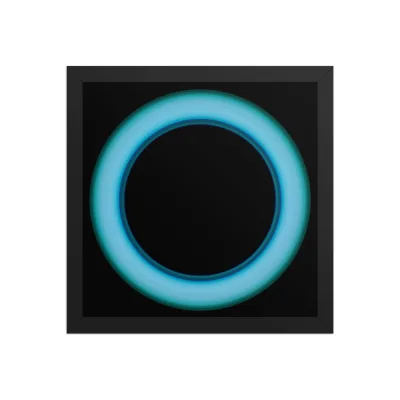 Circular light artwork shown on a framed fine art poster mockup