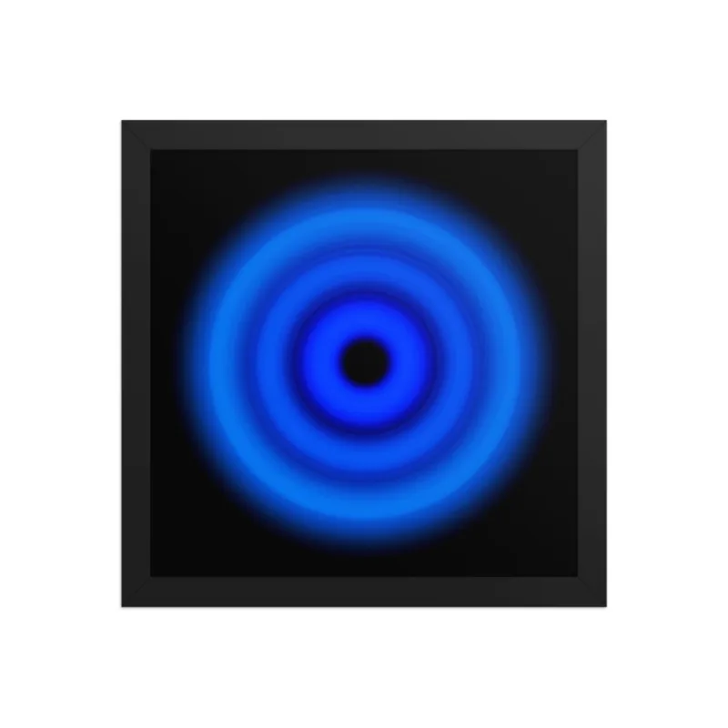 Circular light artwork shown on a framed fine art poster mockup
