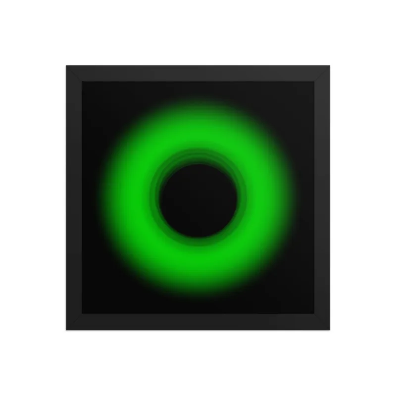 Circular light artwork shown on a framed fine art poster mockup