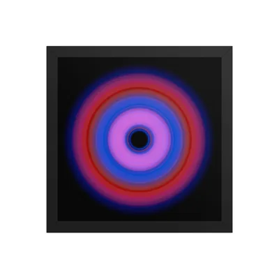 Circular light artwork by the ArtDrop founder on a real framed poster