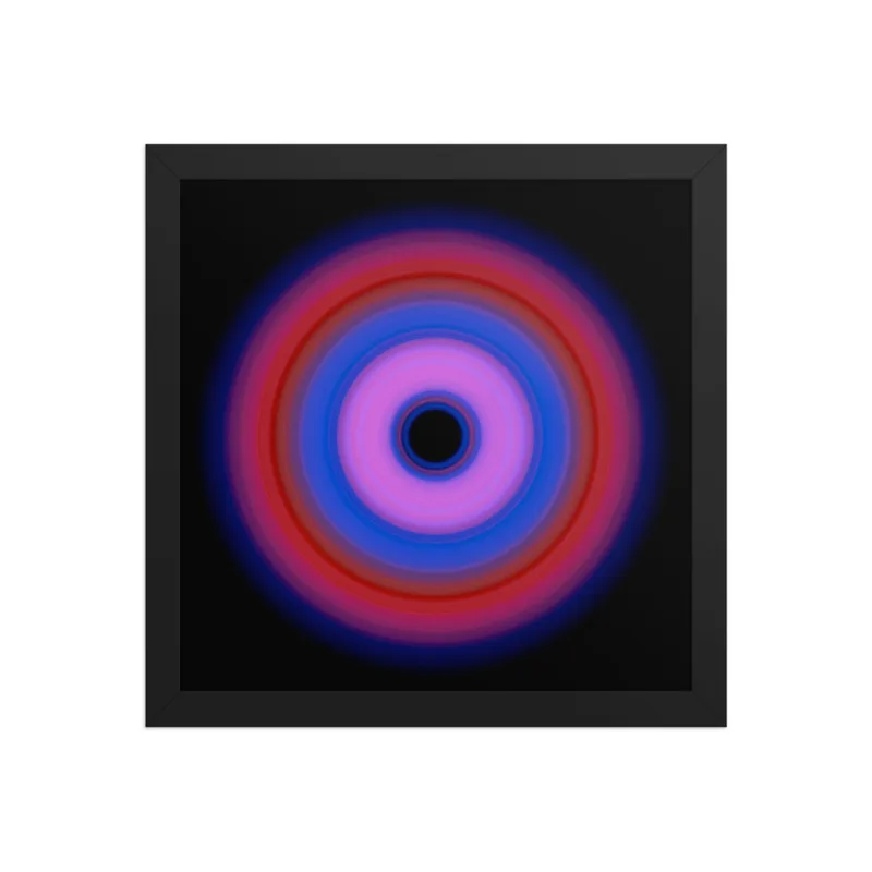 Circular light artwork shown on a framed fine art poster mockup