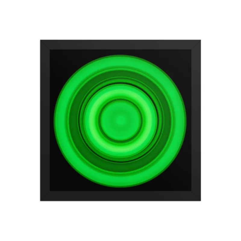 Circular light artwork shown on a framed fine art poster mockup