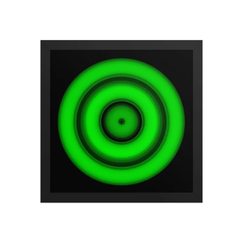 Circular light artwork shown on a framed fine art poster mockup