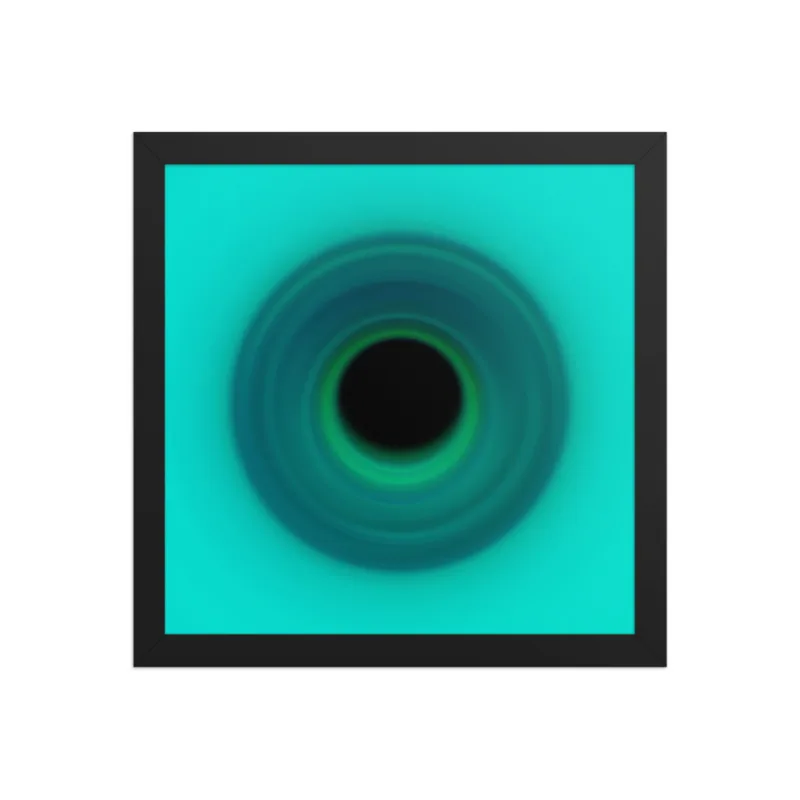 Circular light artwork shown on a framed fine art poster mockup
