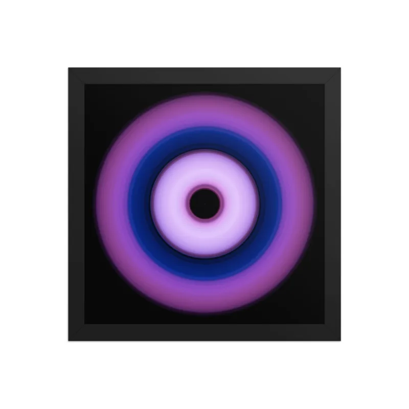 Circular light artwork shown on a framed fine art poster mockup