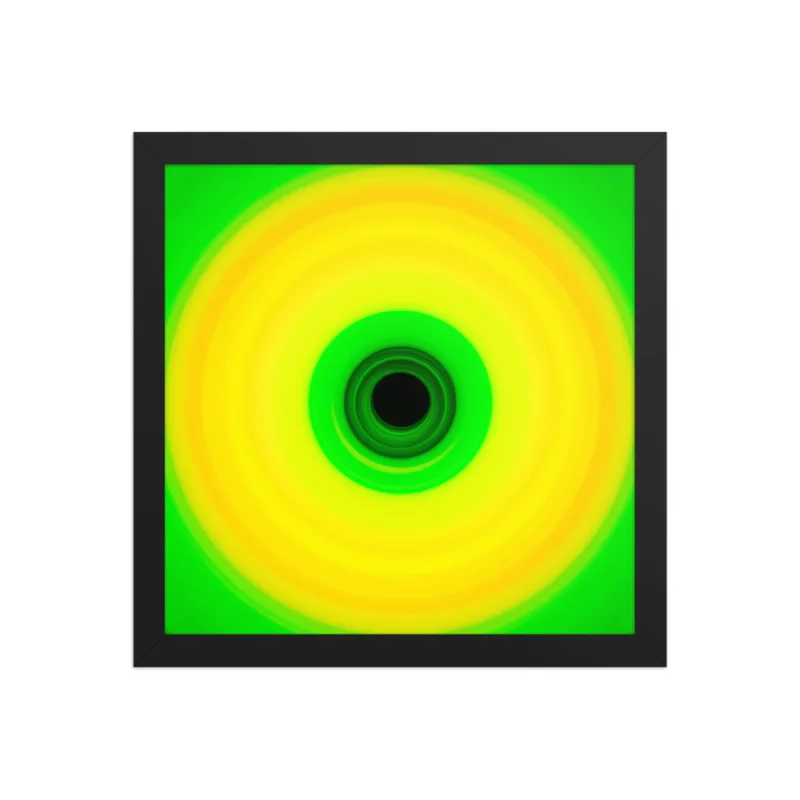 Circular light artwork shown on a framed fine art poster mockup