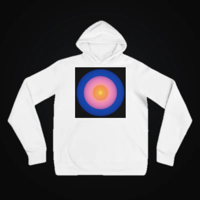 Circular light artwork shown on a pullover hoodie mockup