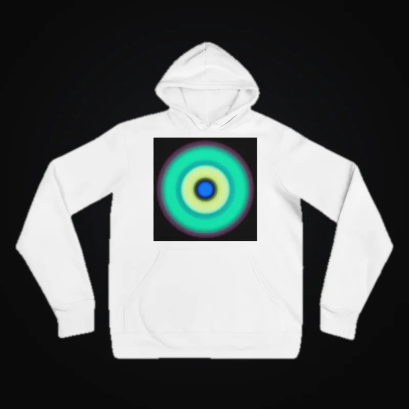 Circular light artwork shown on a pullover hoodie mockup