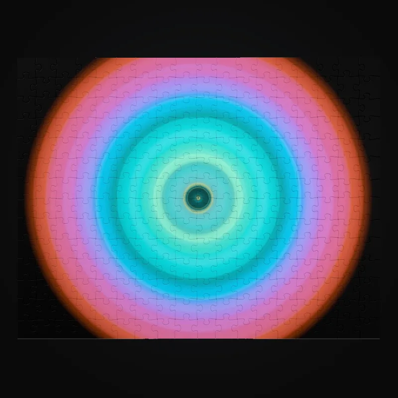 Circular light artwork shown on a jigsaw puzzle mockup