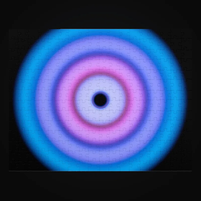 Circular light artwork shown on a jigsaw puzzle mockup