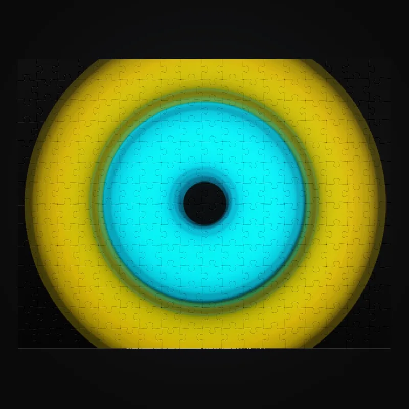 Circular light artwork shown on a jigsaw puzzle mockup