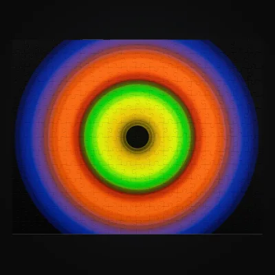 Circular light artwork shown on a jigsaw puzzle mockup