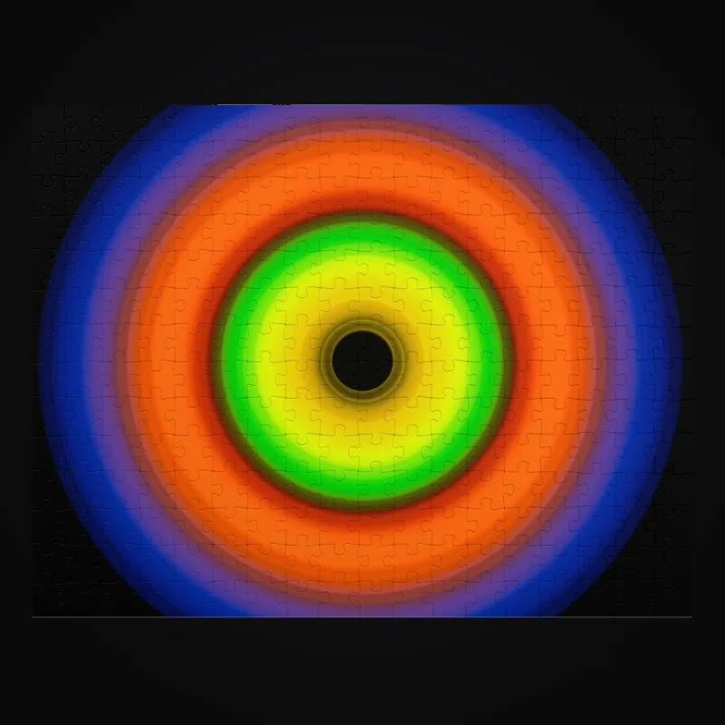 Circular light artwork shown on a jigsaw puzzle mockup