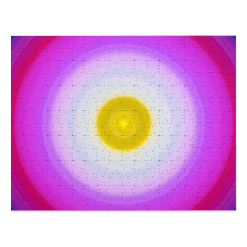 Obra de luz circular convertida en rompecabezas con lata de regalo