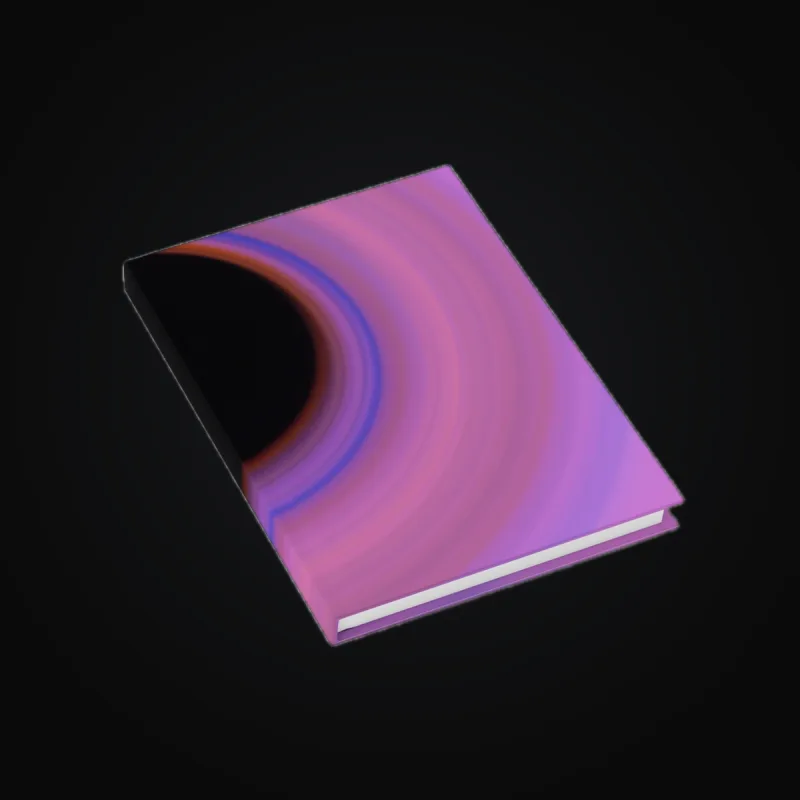 Circular light artwork shown on a journal mockup