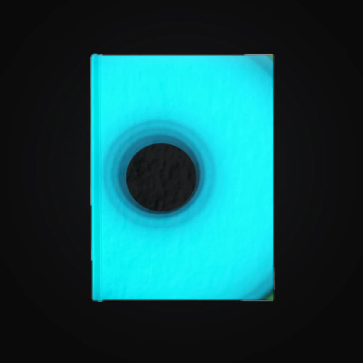 Circular light artwork shown on a journal mockup