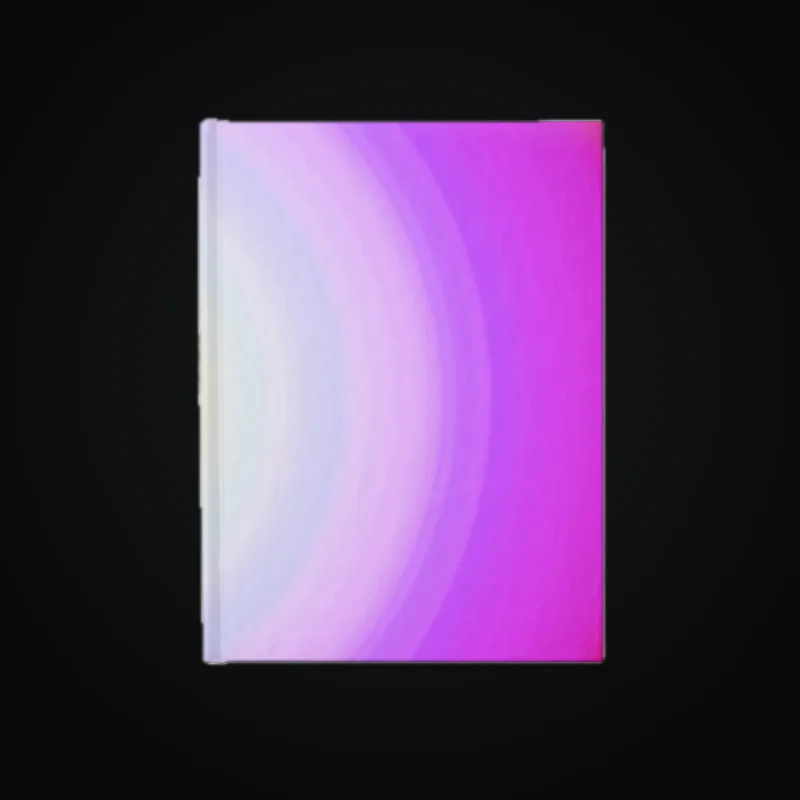 Circular light artwork shown on a journal mockup