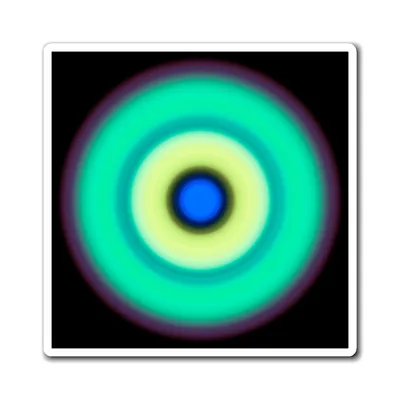 Circular light artwork by the ArtDrop founder on a real fridge magnet