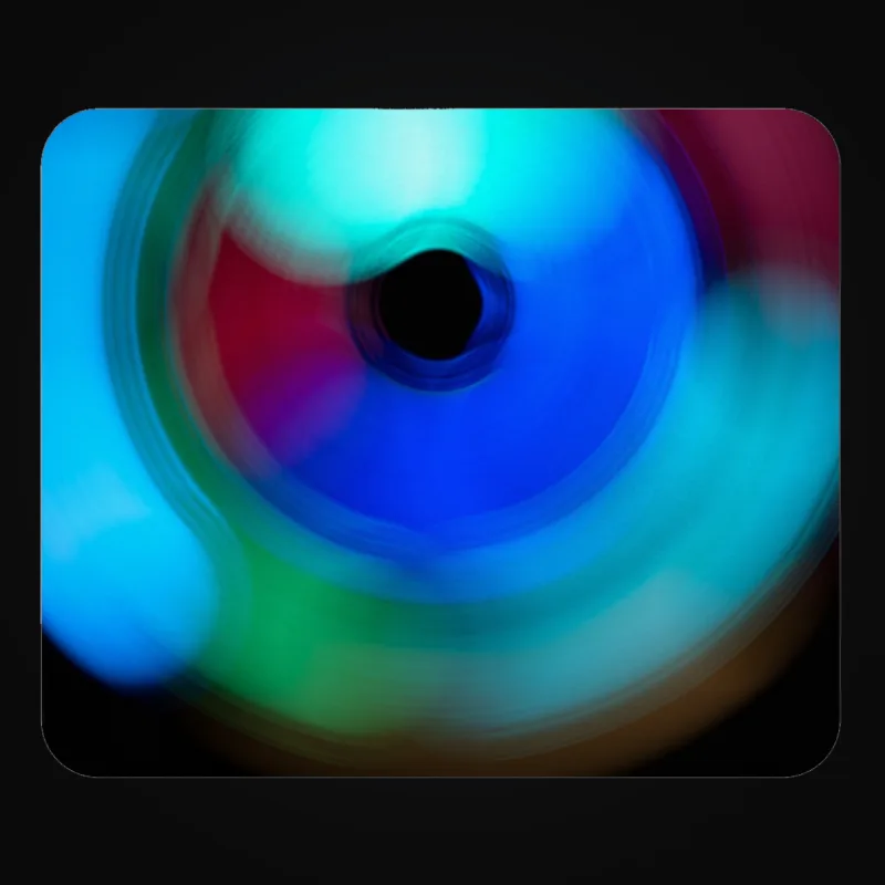 Circular light artwork shown on a mouse pad mockup