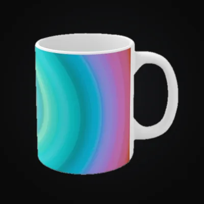 Circular light artwork shown on a ceramic mug mockup