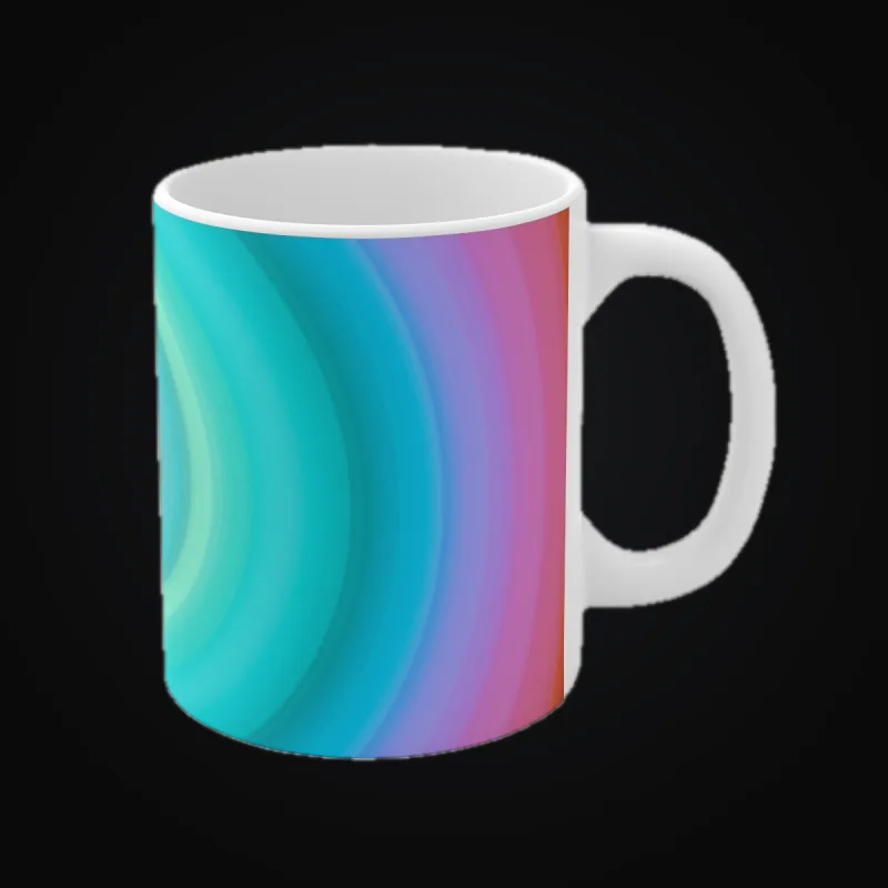 Circular light artwork shown on a ceramic mug mockup