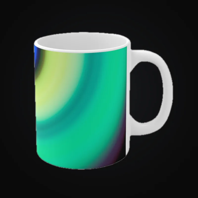 Circular light artwork shown on a ceramic mug mockup