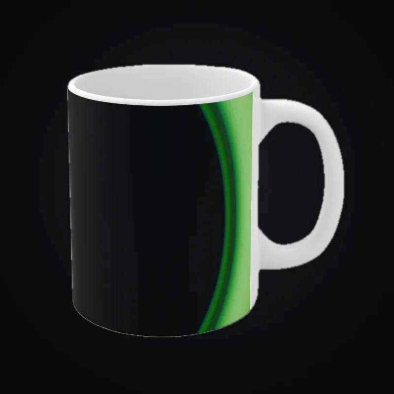 Circular light artwork shown on a ceramic mug mockup