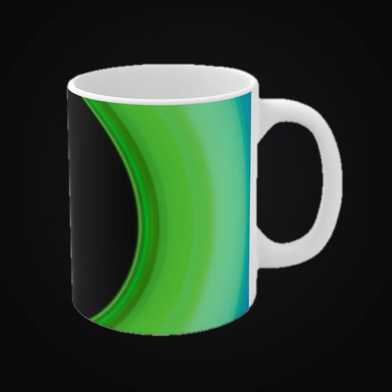 Circular light artwork shown on a ceramic mug mockup