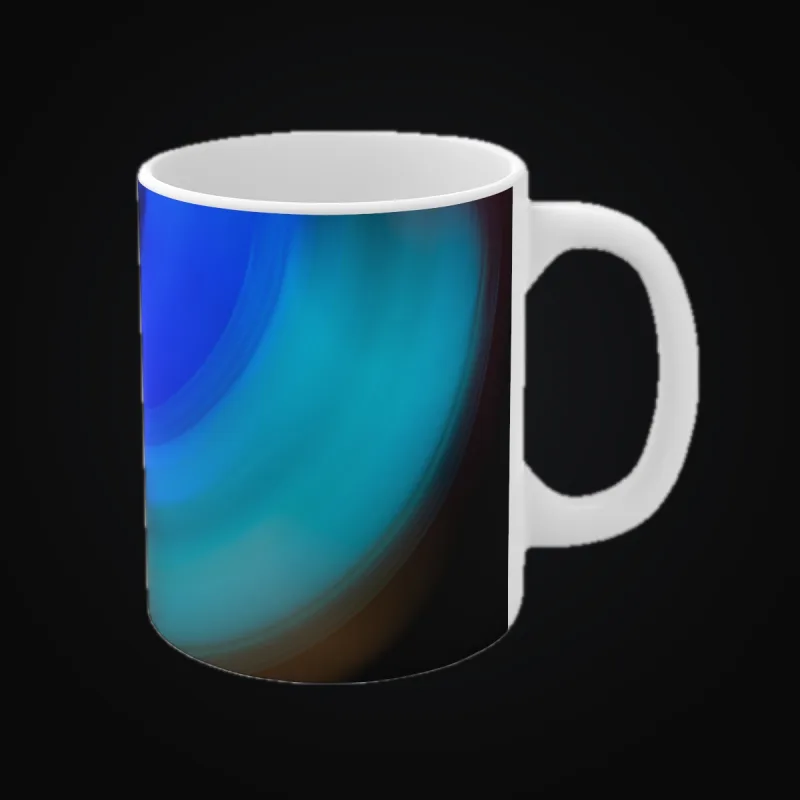Circular light artwork shown on a ceramic mug mockup