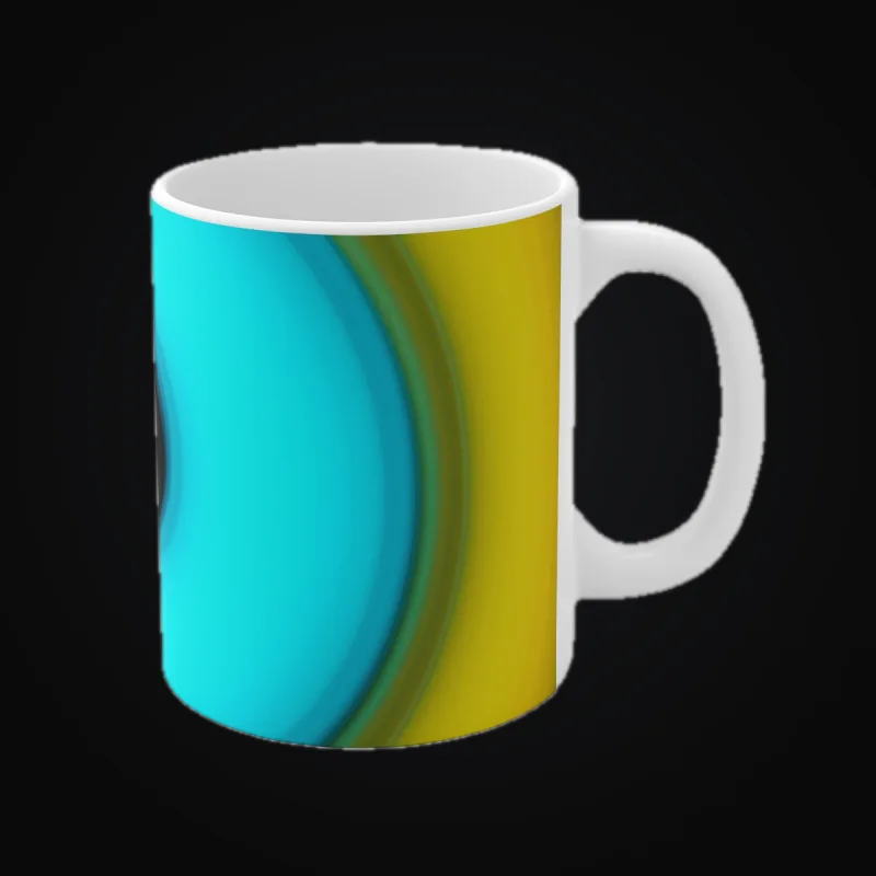 Circular light artwork shown on a ceramic mug mockup