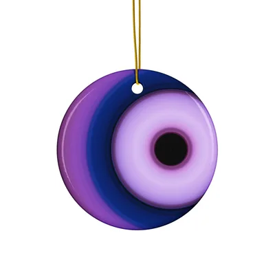 Circular light artwork by the ArtDrop founder on a real ceramic ornament